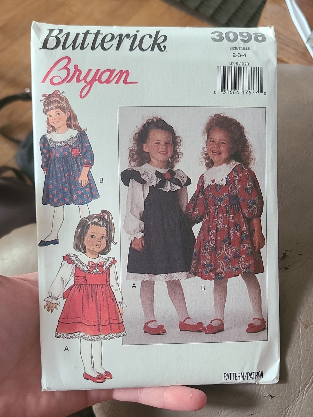 vintage Butterick 3098 sewing pattern by Bryan for girls' dresses and jumpers